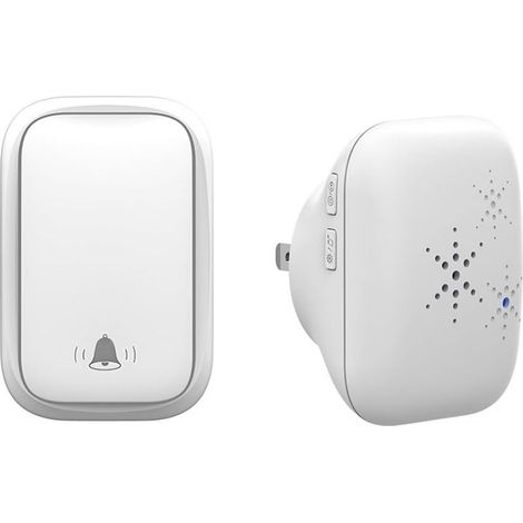 Wireless Doorbell, Waterproof Battery, 3 Volume Levels, 38 Songs, for Home/Office/Classroom, EU Plug (1/5)
