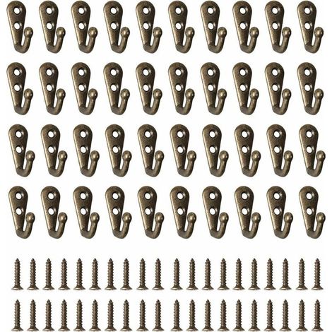ZVD 40 Pièces Crochet de Manteau Métal Crochets de Patères Manteau de Porte, Rétro Crochet Mural Crochet Patere avec 80 Vis Pour Cuisine Salon Chambre Derrière la Porte (Bronze) (1/4)