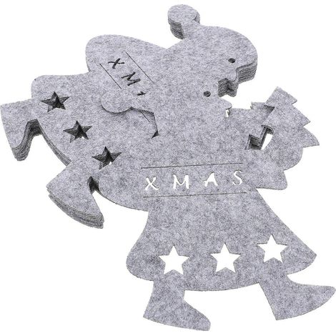 Lot de 8 porte-couverts Père Noël en feutre, décorations de table pour les fêtes de Noël-20X16CM-Grey