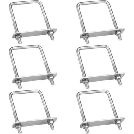 Largeight – Boulons en U en acier inoxydable 304 – Lot de 6 pièces – Longueur 100mm, diamètre 8mm, distance intérieure 50mm – Fixation tubes métalliques et bois (1/5)