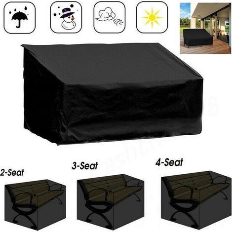 Housse De Chaise De Jardin - Housse Etanche En Polyester Oxford - Pour Banc 2 3 Ou 4 Places - Noir - 1 Pièce (1/5)