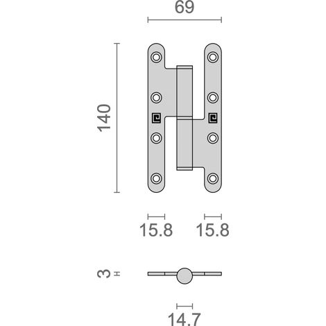 Heracles – Paumelle à bois inox 140x70mm droite pour menuiserie – Résistante à la corrosion – QPAB14070D (1/4)