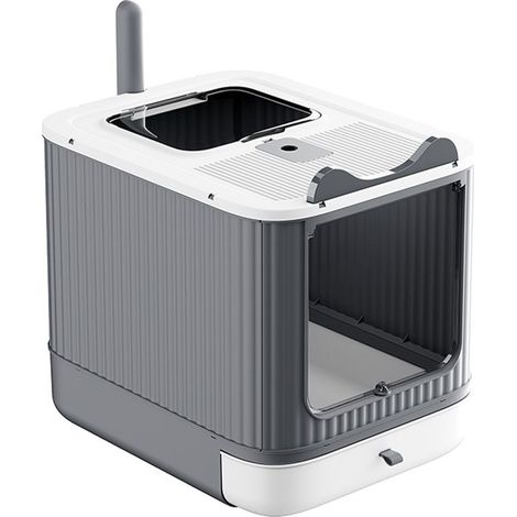 Bac à litière fermé pour chat avec couvercle amovible, maison de toilette pour chat Bac à litière pour chat, maison de toilette, bac amovible, avec poignée et pelle (1/5)