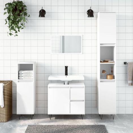 Meuble de salle de bain Vintage,Aromire de rangement Toilette blanc 65x33x60 cm bois d'ingénierie -66318 (1/5)