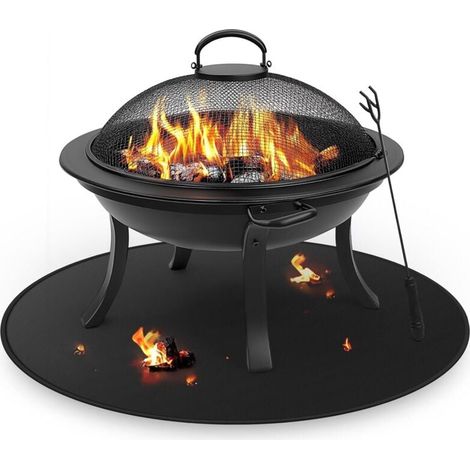 Tapis Ignifuge pour Poêle , 60 cm Couverture Ronde sous Tapis de Barbecue Exterieur, Résistant à l'huile et Imperméable sous Le Sol, Accessoires de Barbecue (1/4)