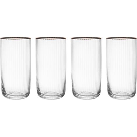 Mikasa Sorrento Tall Gläser de Kristall mit Goldrand und breiter Form, 375 ml, Set de 4 klare, bleifreie, edle Becher, elegantes Design für Feierlichkeiten