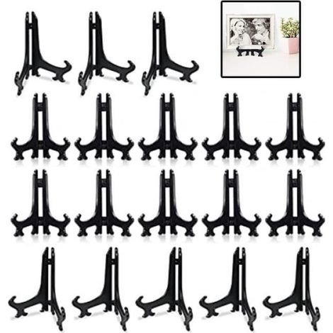 30 pièces chevalets en Plastique Clair Plastique Chevalets Présentoir Décorative Chevalet d'assiette Supports - Noir (1/4)