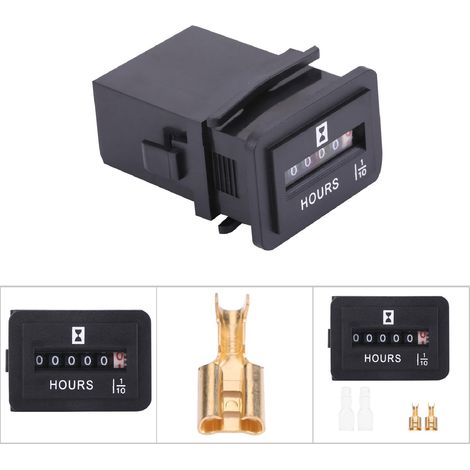 Compteur horaire mécanique DC 6-80V pour moteur diesel, essence, générateur, bateau - HM001 (1/5)