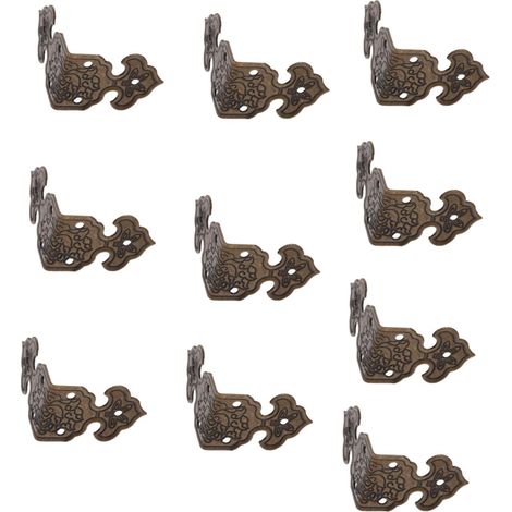 10 protège-coins décoratifs, 25x17 mm, laiton/bois, style vintage (1/5)