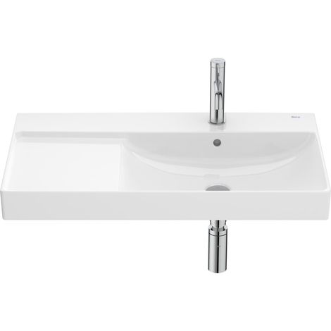 Roca – Lavabo mural en porcelaine 6,9L – Forme rectangulaire – Tablette intégrée à gauche – Montage mural – FINECERAMIC (1/2)