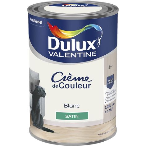[PROMO] Peinture Crème De Couleur Satin Blanc 1,25 L - Dulux Valentine