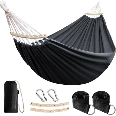 Hamac de Jardin avec Tige en Bois courbée, hamac Confortable Portable avec Accessoire de Ceinture, étui de Transport pour terrasse intérieure/extérieure Garden Beach (1/5)