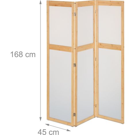 Paravento decorativo a 3 pannelli pieghevole per soggiorno camera da letto 150 x 180 cm tocco contemporaneo in bambù bianco 130012926