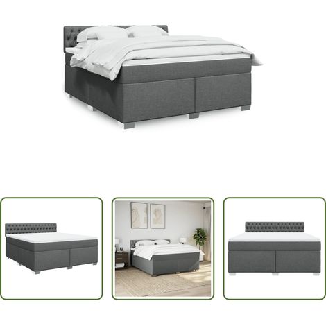 Matratze - Boxspringbett mit Matratze Dunkelgrau 180x200 cm Stoff (1/5)