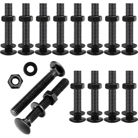 30PCS Driver Bolts,  Transport Bolts,  with Hex Nuts and Washers,  Black Oxide,  304 Stainless Steel,  Driver Screws,  M6x40mm (1/5)