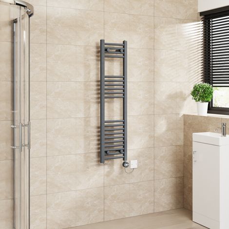Touch Screen Thermostatic Towel Rail Curved Anthracite 1200x300mm