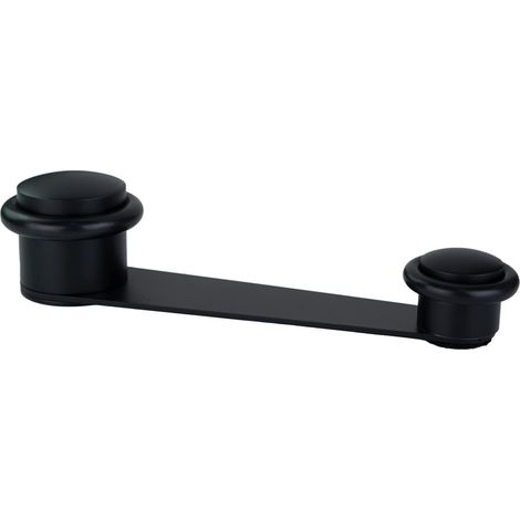 Butée de porte avec retenue rotative noire acier inoxydable laqué noir caoutchouc noir trou utile 70 mm d'épaisseur Fixation adhésive ou avec vis cheville Mod. I-152DUALNG (1/2)