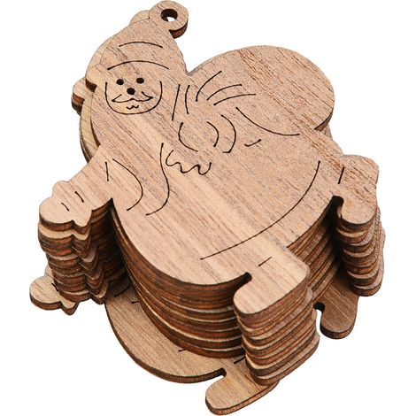 12 pièces Ornements de Noël en Bois à Suspendre : Père Noël, Bonhomme de Neige, Ange pour Sapin DIY (1/5)