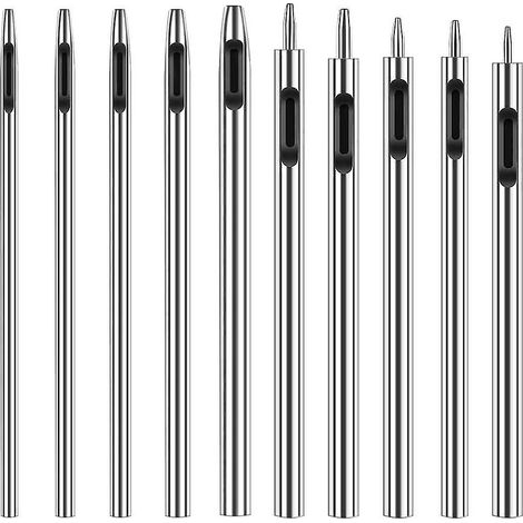 10 emporte-pièces creux pour cuir, jeu d'outils de 0,5 à 3,5 mm, emporte-pièce rond pour bracelets de montre en cuir, cuir, ceintures, tissus, etc. (1/3)