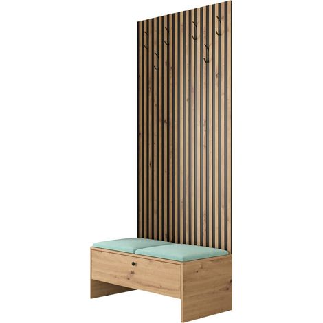 Conjunto para recibidor Donio IV, Roble Artisan + Manila 11, 206x85x44cm, Aglomerado laminado, Tapiz, Colocada