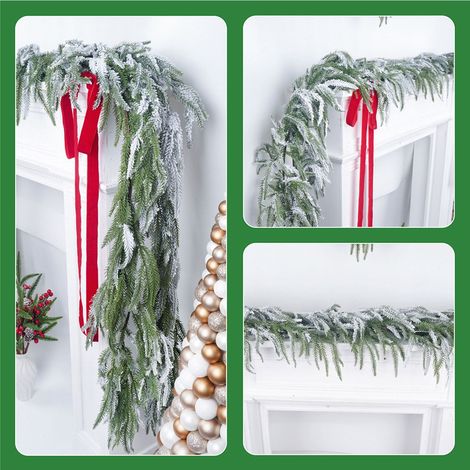 Guirlande De Noël En Rotin Flocké - 270 Cm - Décoration Artificielle Pour Intérieur Et Événements - 1 Pièce (1/4)