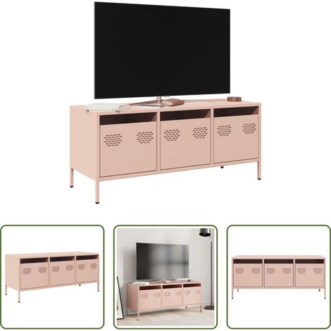 Meuble tv industriel -  Meuble TV rose 101,5x39x43,5 cm acier laminé à froid (1/5)