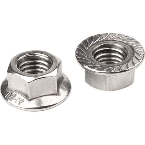 M12-Sechskantmutter mit Verzahnung – 10er-Pack – Edelstahl A2 – Lockerungs- und vibrationsfest – Industrie und Heimwerkerbedarf – DIN 6923 (1/3)