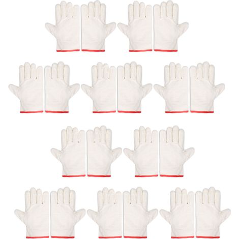 10 paires gants toile 24 lignes double couche résistants épais soudure sécurité (1/5)