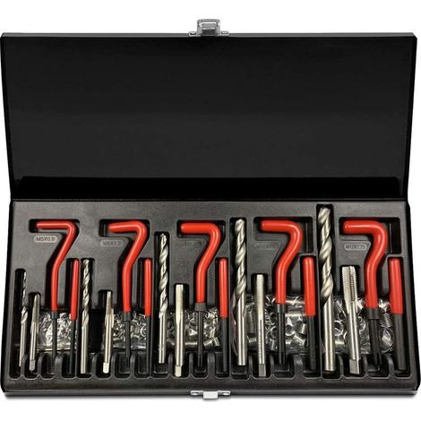 Kit de réparation de filetage 131 pièces, forets, manchons Helicoil M5, M6, M8, M10, M12 (1/5)