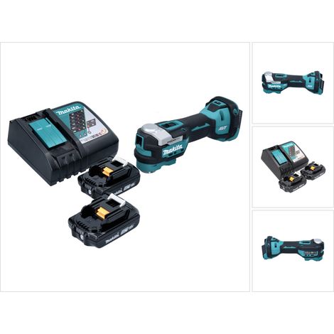 Utensile multifunzione a batteria Makita DTM 52 RA 18 V Starlock Max Brushless + 2x batteria ricaricabile 2,0 Ah + caricabatterie