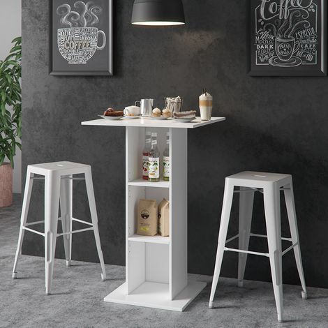Table de bar Rodeo, Blanc, 70 x 70 cm, Vicco