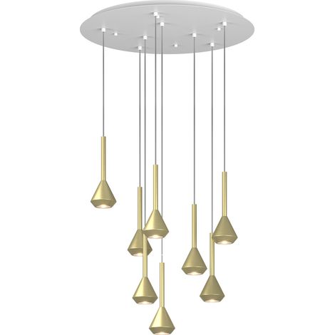 Lampadario Moderno Aygo Metallo Bianco Ottone 8 Luci Gu10