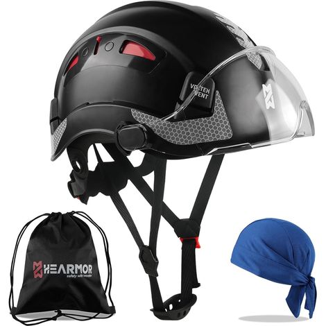 Casque de Protection de Chantier certifié EN397 en ABS réglable avec système à cliquet à 6 Points, avec Doublure de Refroidissement et Sac de Transport – Convient pour Tous Les lieux de (1/5)