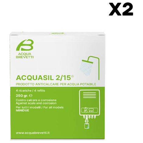 Anticorrosivo Antincrostante Acqua Brevetti AcquaSIL 2/15 4 Sacche Usa e Getta da 250GR - PC100 - 2 Confezioni