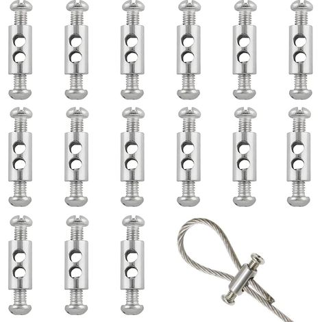 15 Pièces Serre Cable Inox, Duplex Clips Serre-Câbles, Serre Cable Acier Duplex Clips, Tendeur Cable Inox avec Écrous d’Extrémité (1/5)