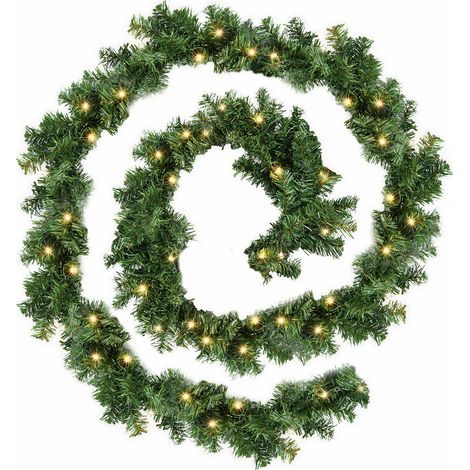 Hengda 5M Guirlande de Noël Artificielle, Guirlande Décorative de Porte de Noël avec Lumière LED Guirlande de Noël Illuminée pour Escaliers Balcon Porte avec Cheminée Extérieure Décorative - Vert (1/5)