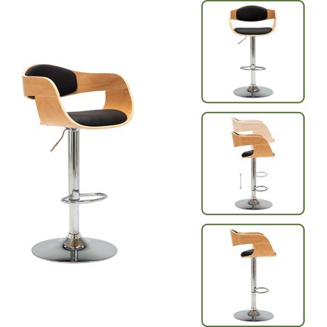 Barhocker Schwarz Bugholz und Kunstleder - Barhocker - Esszimmerstuhl - Küchentischstuhl - Designerstuhl - Bürostuhl (1/5)