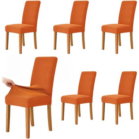 Fundas para sillas de comedor,Paquete de 6,Fundas para sillas,Fundas decorativas para asientos,Largo/Ancho/Alto: 38,48 / 38,48 / 47,58 cm (1/5)