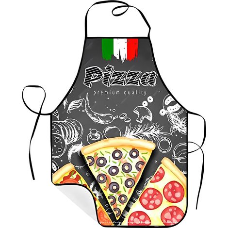 1 Pièces Tablier Cuisine Homme,60  80Cm Pizza Style Italien Tablier Humoristique,Pizza Tablier De Cuisine Homme, Tablier Barbecue Homme, Fun Fête Cadeau Tablier(A) (1/5)