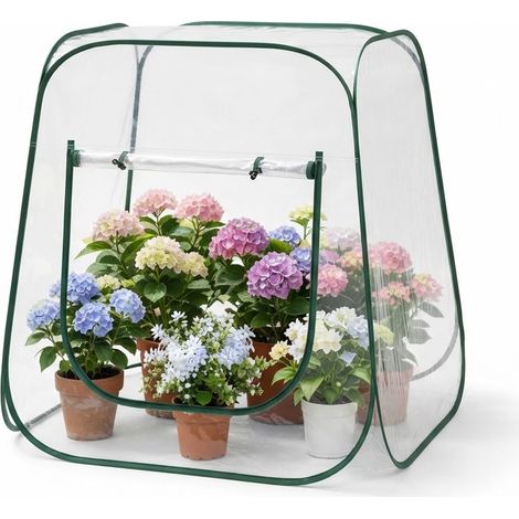 ELVMI Mini Serra Pop-up con Apertura con Cerniera a U, Picchetti e Borsa per Trasporto, PVC Trasparente e Metallo, 100 x 100 x 97 cm (1/5)