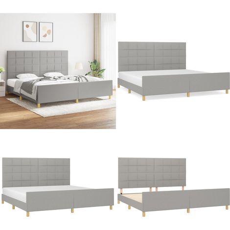 Bettgestell ohne Matratze Hellgrau 200x200 cm Stoff - Bettsystem - Boxspringbetten - Doppelbett - Lattenrost - Schlafzimmermöbel - Home & Living (1/5)