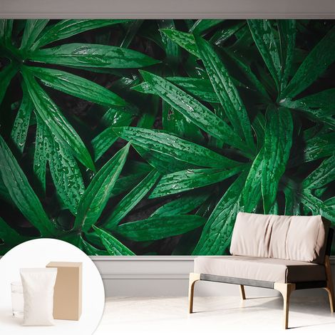 Papier peint intissé avec imprimé pour décoration intérieure pour rénovation a motif - Colle incluse gratuite Verdure naturelle 312x219 cm (1/5)