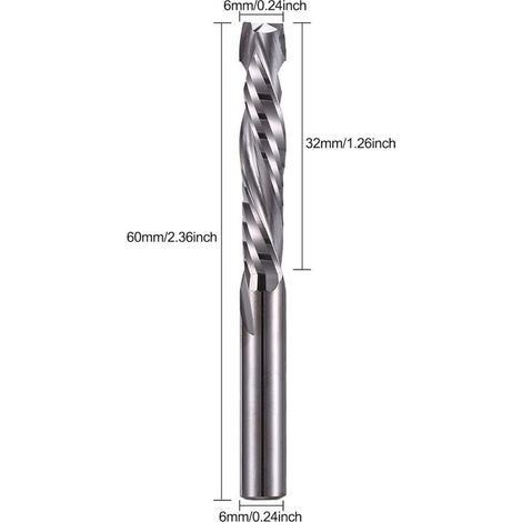 Juego de 2 fresas espirales de compresión de 6 mm – Vástago de 6 mm – Longitud de corte de 32 mm – Para madera dura y acrílico – CNC de alta precisión (1/3)