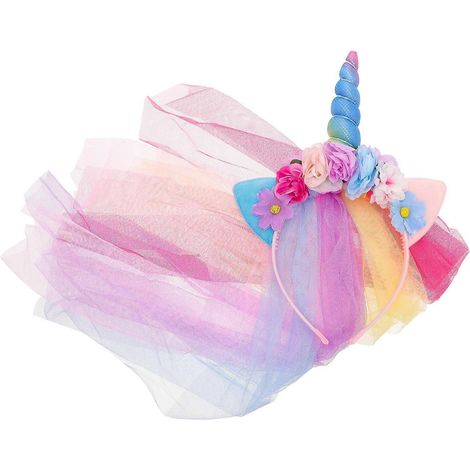 Mädchenkleidung Einhorn-Stirnband Verkleidung Cosplay Kostüm Kopfschmuck Regenbogenrosa Pailletten-Stirnband-6215CM (1/3)