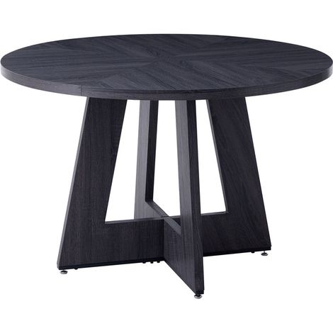 Wokaka Tavolo da pranzo rotondo moderno (120 cm) – Piano in legno nero – 4-6 persone