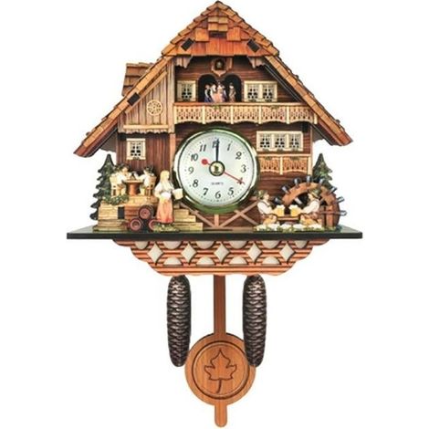 Horloge murale à coucou en bois massif - UNBRANDED - Vintage - Multicolore - Rectangulaire (1/4)