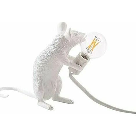 Lampe de table en forme de souris, lampe de chevet en résine, 1 pièce (1/5)