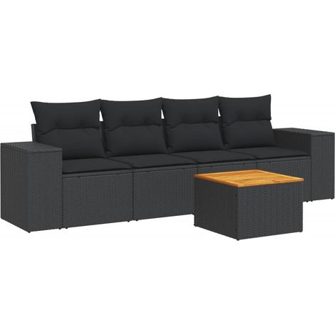 Maison Exclusive - Set de muebles de jardín 5 pzas y cojines ratá (1/3)