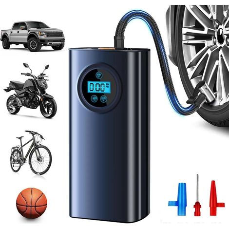 Inflador de neumáticos inalámbrico para coche con pantalla digital y parada automática - Compresor de aire de precisión con carga rápida para coches y bicicletas (1/5)