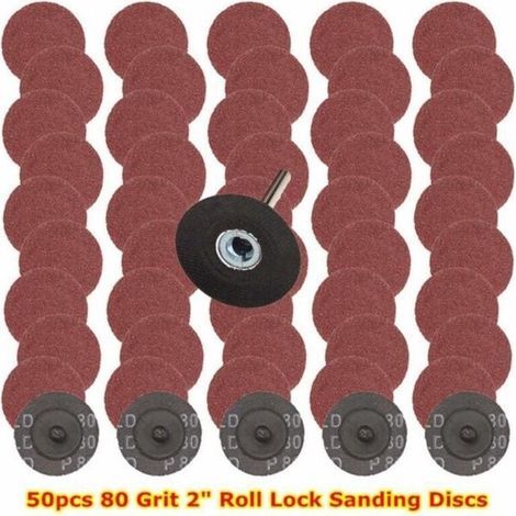 Sanding discs, 50-piece sanding discs, 50mm abrasive discs, sandpaper, 80 grit for polishing and rust removal (1/4)